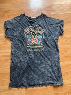 Caution To The Wind Black Acid-Wash T-Shirt Dress